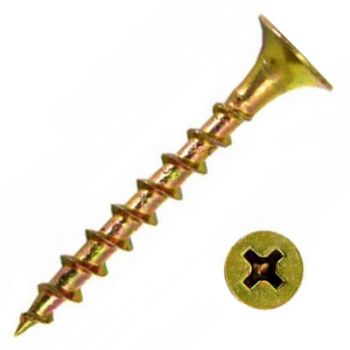 Саморез желтый цинк по дереву, крупная резьба, PH2, 3.5х32 (1 кг.)