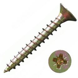 Саморез универсальный желтый цинк по дереву, мелкая резьба, Pozi, 5.0х35 (1 кг.)